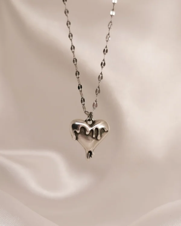 Κολιέ Καρδιά Λάβα ασημένιο