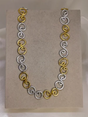 Κολιέ Διπλή Σπείρα χρυσό ασημένιο mix