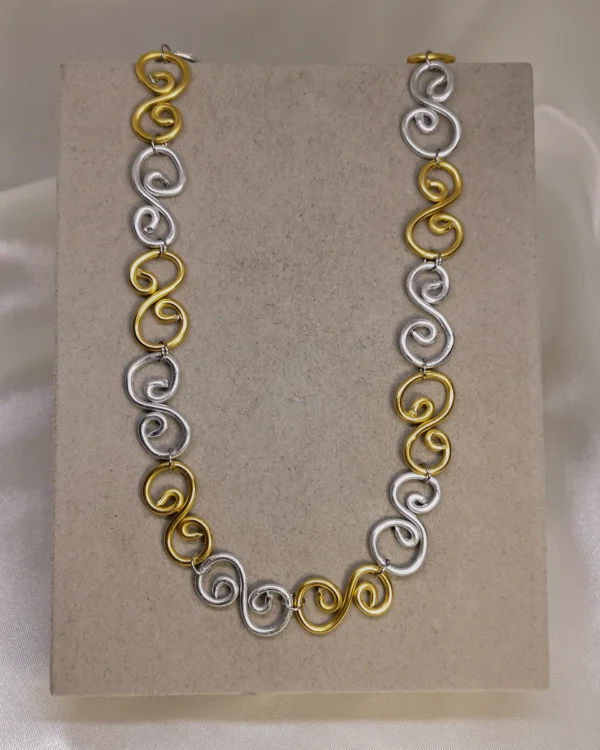 Κολιέ Διπλή Σπείρα χρυσό ασημένιο mix