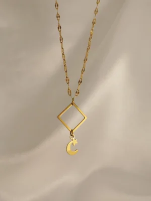 Κολιέ Τετράγωνο Φεγγαράκι χρυσό