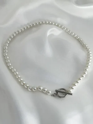 Κολιέ Πέρλα με κούμπωμα Μπάρα ασημένιο