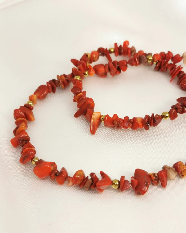 Κολιέ Κόκκινη Χάντρα Κοχύλι χρυσό