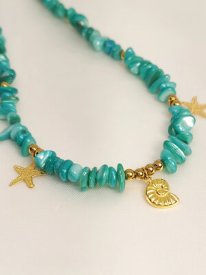 Κολιέ Τιρκουάζ Χάντρα Κοχύλι χρυσό