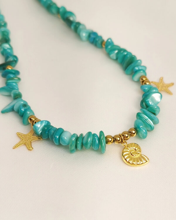 Κολιέ Τιρκουάζ Χάντρα Κοχύλι χρυσό