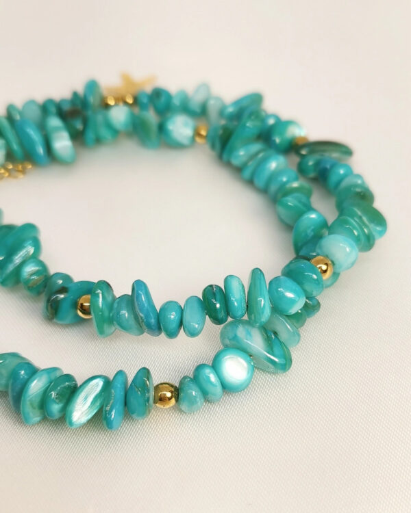 Κολιέ Τιρκουάζ Χάντρα Κοχύλι χρυσό