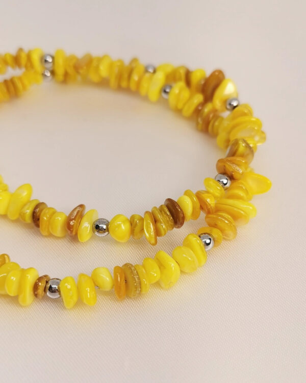 Κολιέ Κίτρινη Χάντρα Κοχύλι ασημένιο