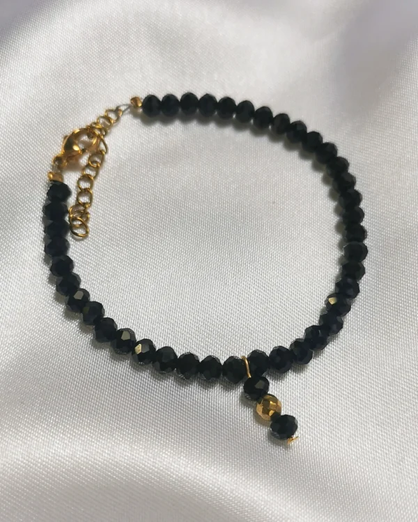 Βραχιόλι Χάντρα Μαύρη χρυσό