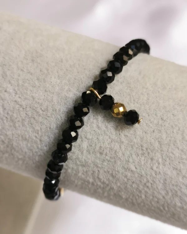 Βραχιόλι Χάντρα Μαύρη χρυσό