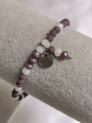 Βραχιόλι Χάντρα Μωβ ασημένιο