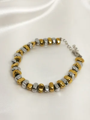 Βραχιόλι Αιματίτης μεγάλος χρυσό ασημένιο mix