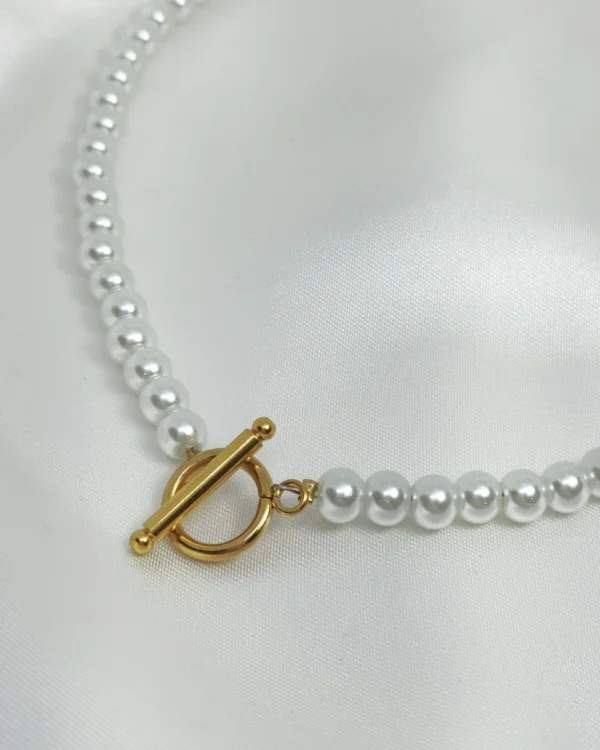 Κολιέ Πέρλα με κούμπωμα Μπάρα χρυσό