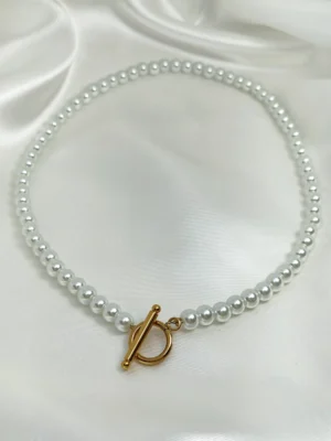 Κολιέ Πέρλα με κούμπωμα Μπάρα χρυσό