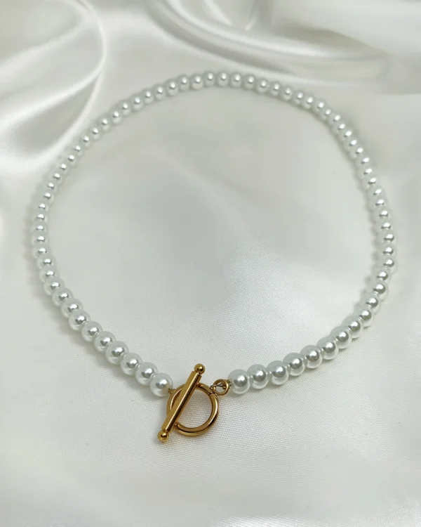 Κολιέ Πέρλα με κούμπωμα Μπάρα χρυσό