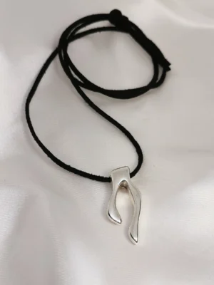 Κολιέ Κορδόνι οργανικό στοιχείο τύπου Κοράλλι ασημένιο