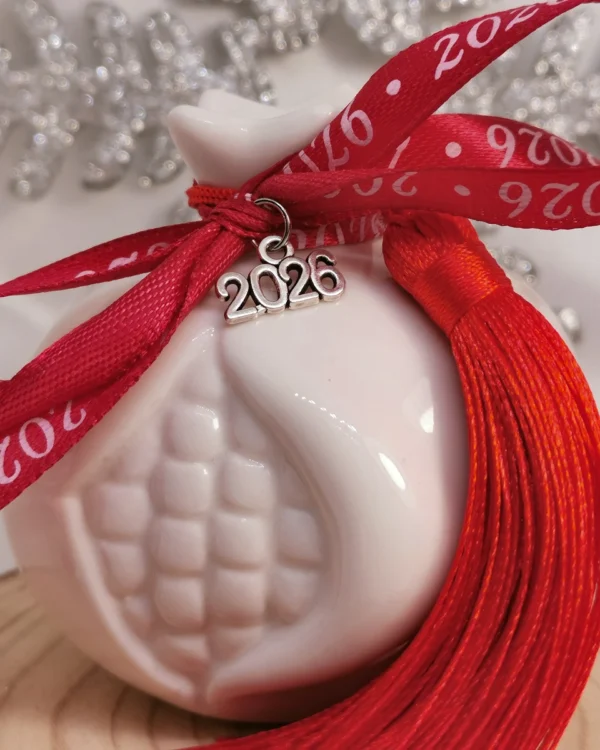 Κεραμικό Ρόδι καλοτυχίας κόκκινο