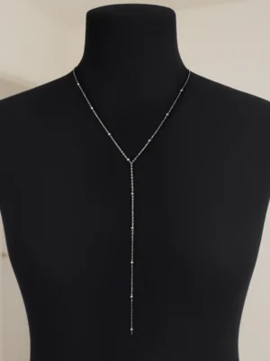 Κολιέ Γραβάτα μπιλάκια ασημένια