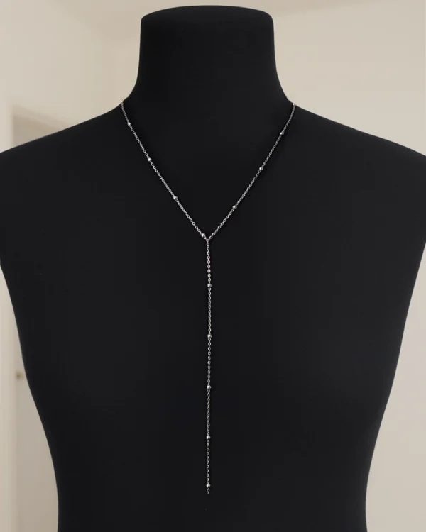 Κολιέ Γραβάτα μπιλάκια ασημένια