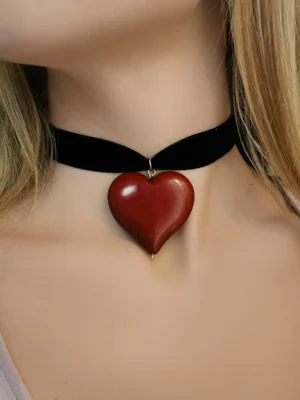 Κολιέ τσοκερ Καρδιά Κόκκινη