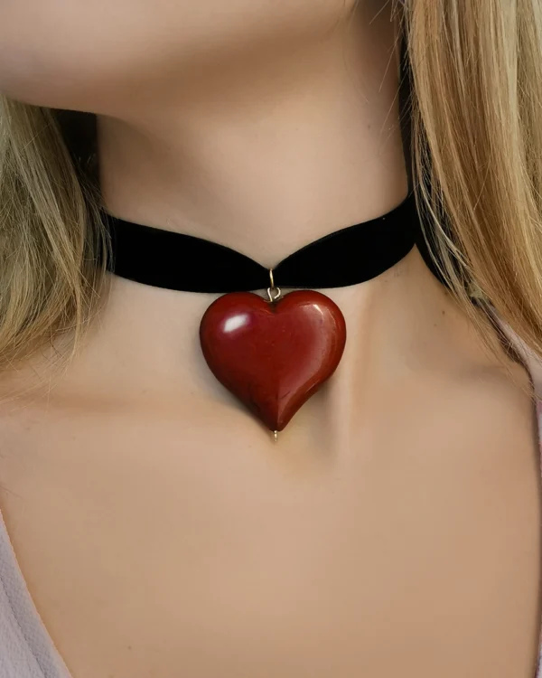 Κολιέ τσοκερ Καρδιά Κόκκινη
