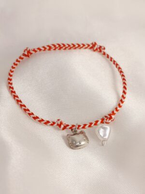 Μαρτάκι Hello kitty Πέρλα ασημένιο