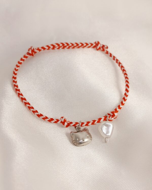 Μαρτάκι Hello kitty Πέρλα ασημένιο